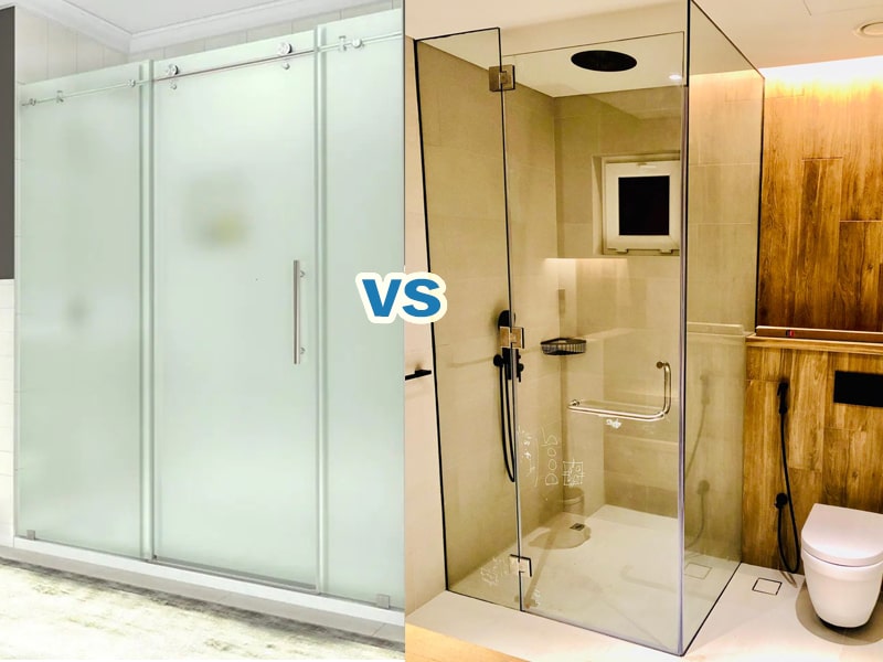 swing shower clear and frosted glass